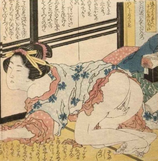 Shunga giapponese, "Donna che si masturba"